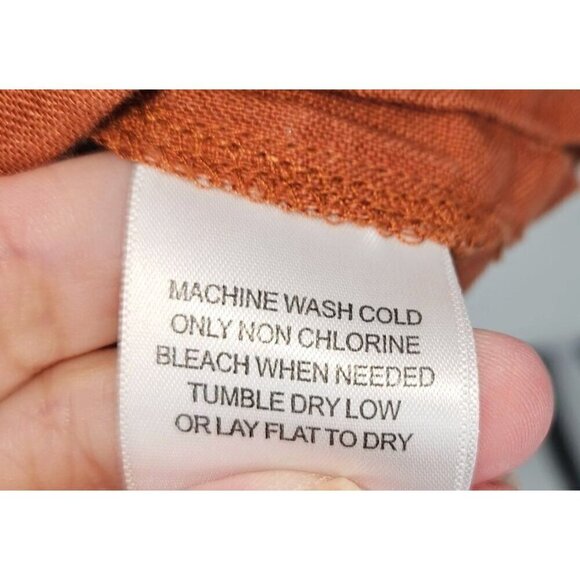 Joseph & Feiss Mens Sz L Linen Button Up Shirt Shirts Short Sleeve Rust Brown - Picture 6 of 9